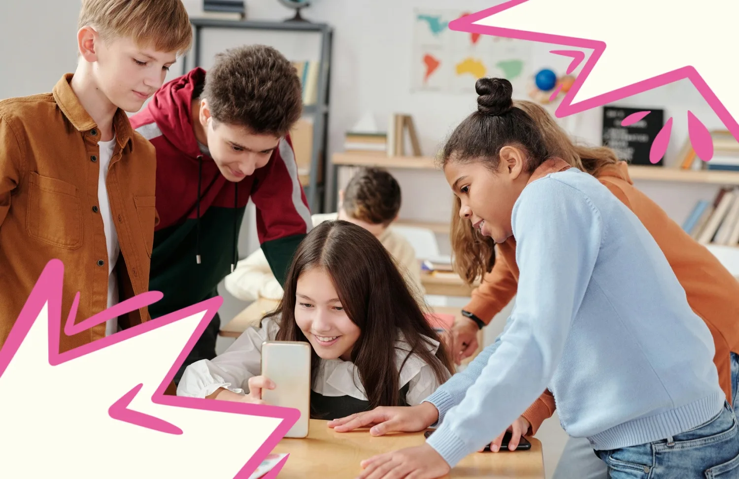 Учні у школі без смартфонів — приклад політики обмеження телефонів під час уроків